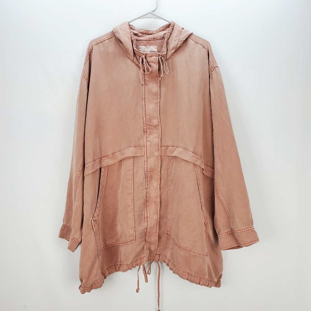 LUCKY BRAND | distressed rose zip & snap parka